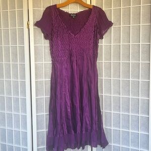 S.L. Fashions Purple Satin knee-length dress size Medium